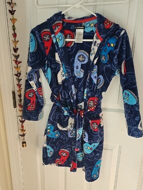 Boys Hooded Bathrobe Gaming Design